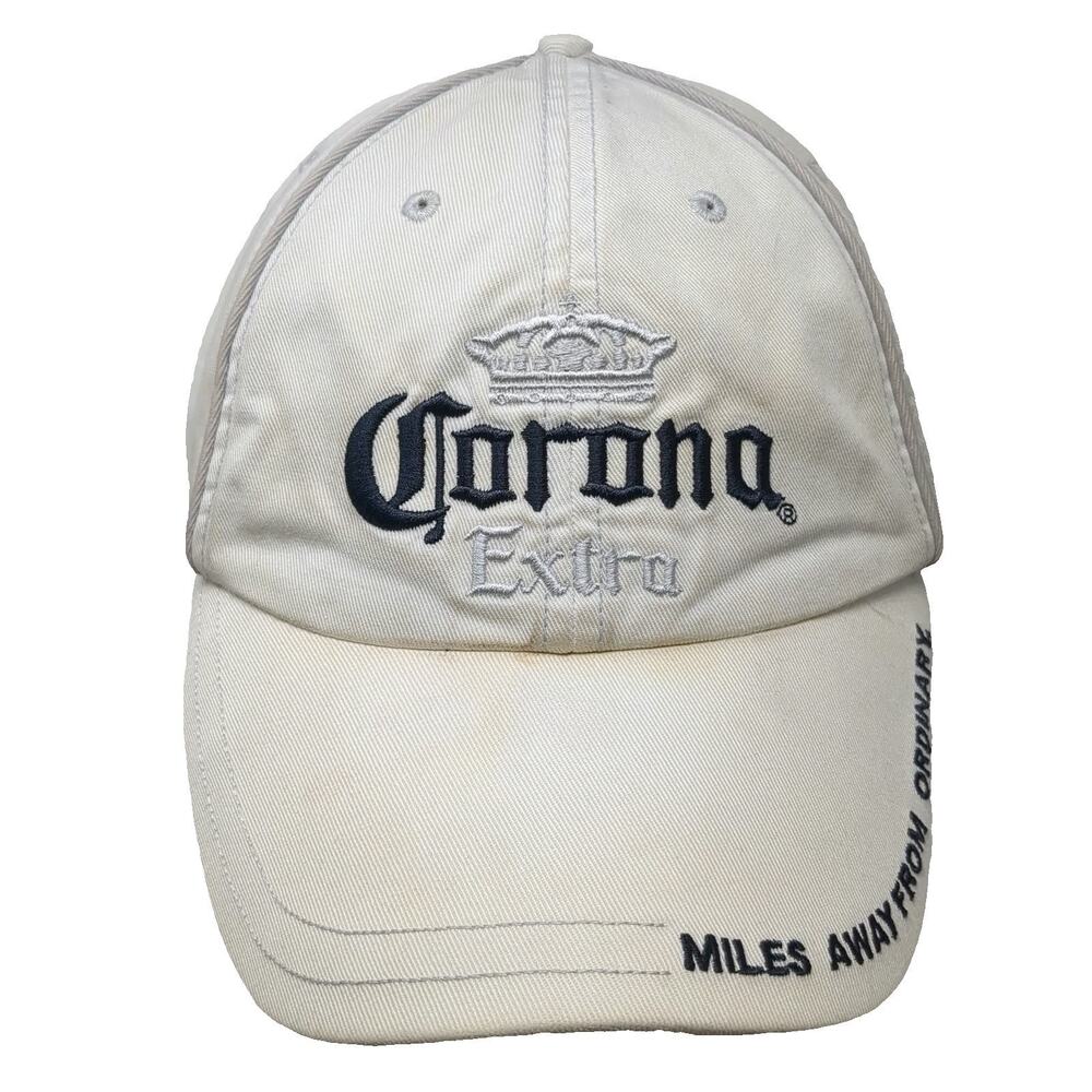 Bio-Domes Baseball Cap White OSFM Corona Extra Beer Miles Away From Ordinary Hat